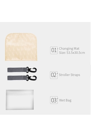 Novahub Moveevo İnsular Unisex Polyester Ebeveyn Çantası - 4 Parça Aksesuar - Gri Gri