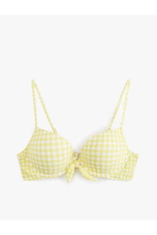 Koton Fiyonklu Pötikare Desenli Push Up Bikini Üstü Sarı Ekose 5sak10240mm Sarı Ekoseli