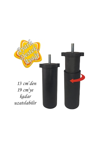 Ayarlı Destek Ayağı 13 X 19 Cm Siyah Gizli Ayak Mobilya Kanepe Baza Koltuk Dolap Tv Ünitesi