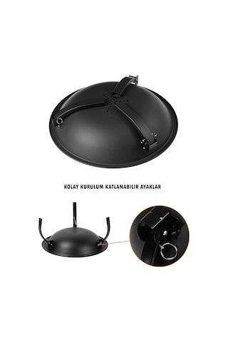 Somıneco Metal 4 Parça İthal Katlanabilir Ve Taşınabilir Ateş Çukuru-mangal Şömine Bahçe Isıtma Kamp 54 Cm