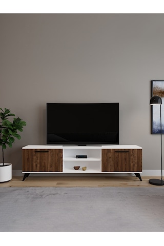 Monaco Düşer Kapaklı Tv Ünitesi 2 Kapaklı 180 Cm - Atlantik Çam & Beyaz Atlantik Çam - Beyaz