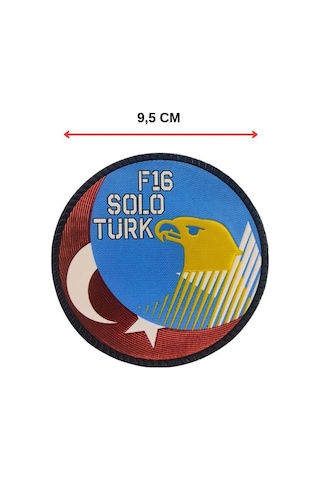Single Sword Solotürk F-16 Kabartmalı Plastik Cırtlı Arma Patch 9.5 Cm Çok Renkli