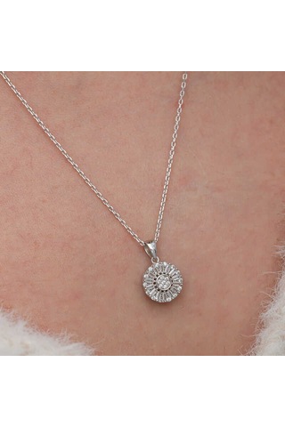 Artsmagazinmücevher Gümüş Zirkon Taşlı Yuvarlak Kadın Kolye