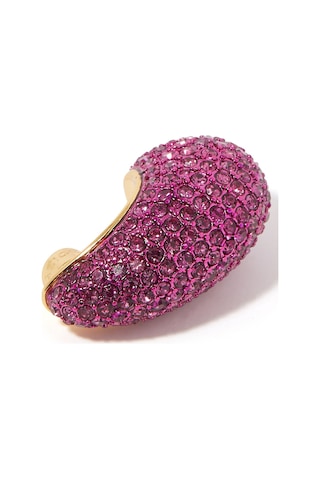 Pave Dome Earrings, Kristalli Kup Tarzı Küpe Pembe
