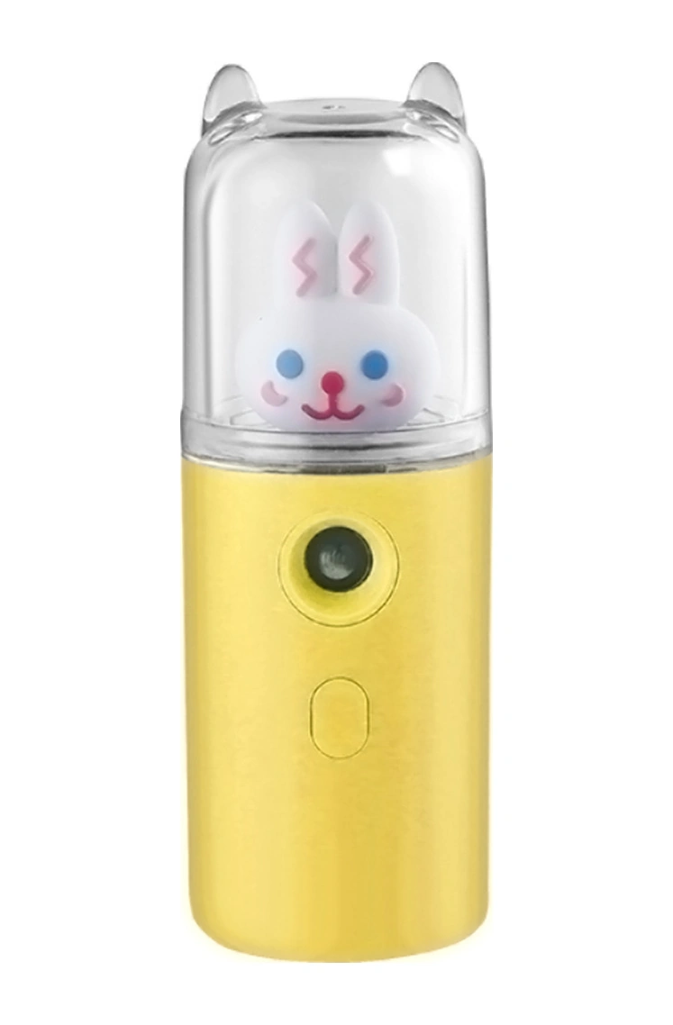 Moveevo Usb Şarjlı Eltipi Nano Buharcı - Soğuk Buhar İle Nemlendirici Yüz Buhar Makinesi, Alkollü Dezenfektan Sprey Edilebilir, 30ml Tank, 250mah Pil, Sevimli Tavşan Desenli Sarı