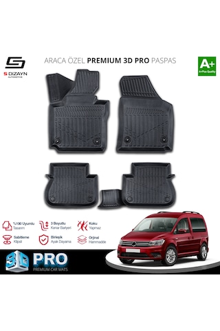 Volkswagen Caddy 3d Pro Havuzlu Paspas 2015-2020 A+ Kalite
