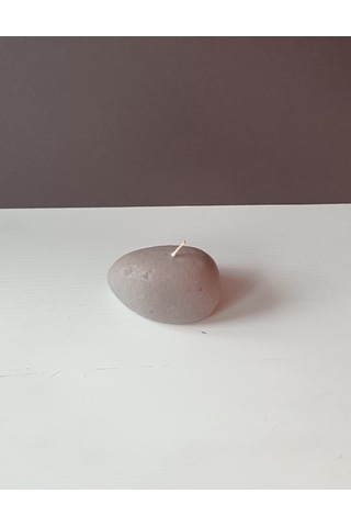 Taş Şekilli 3 Adet Küçük Mum Gri 7x5 Cm