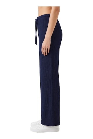 Cottonill Premium - Tide Collection Lacivert Bağcıklı Bürümcük Dokulu Bol Paça Kadın Pantolon