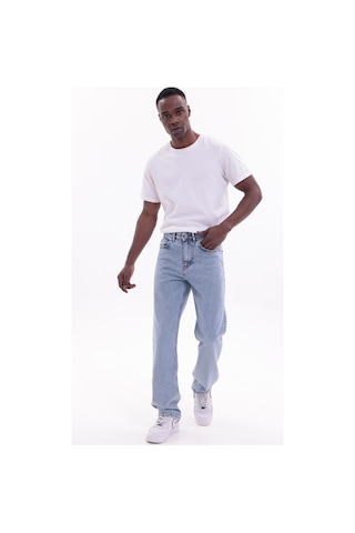 Freemen Erkek Baggy Bol Kesim Kot Pantolon Mavi