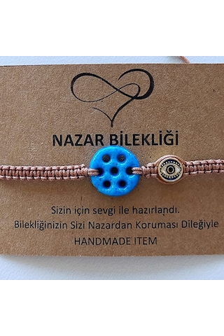 Unisex Bileklik Farklı Renkler Güzel Yedi Göz Süryani Nazar Taşı Gstb002 Bej