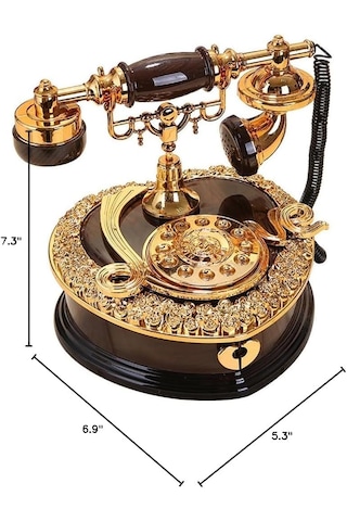 Retro Telefon Görünümlü Kurmalı Müzik Kutusu Çekmeceli Hediyelik
