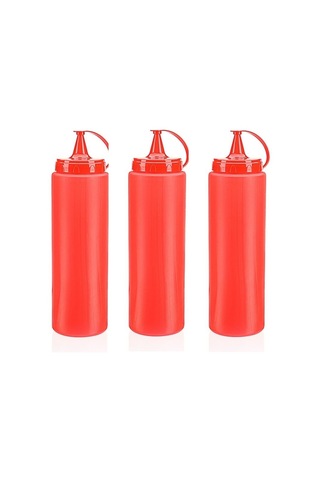 Ketçap Şişesi - 1000ml Dev Boy Kırmızı 3 Adet