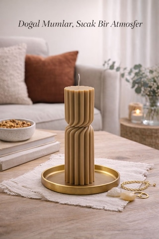 Dekoratif Lüks Soya Mum,el Yapımı Doğal Mum,uzun Yanma Süreli Ev Hediyesi,ev Süsü Kahverengi 340 G Kahverengi
