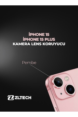 İphone 15/15plus Uyumlu Kamera Lens Koruyucu Pembe