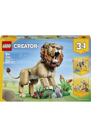 LEGO® Creator 3’ü 1 Arada Vahşi Hayvanlar: Görkemli Aslan 31386 - 9+ Yaş için Figürler İçeren Oyuncak Yapım Seti (839 Parça)