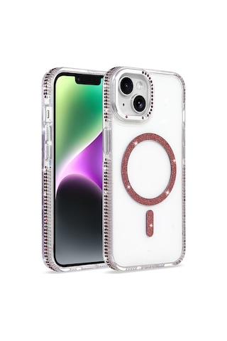 Maks Technology iPhone Uyumlu 15 Kılıf M-safe Şarj Özellikli Mkst Tera Silikon Kapak - Şeffaf