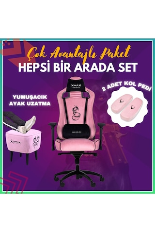 Pro Ayak Uzatmalı Kol Pedli Maximus Pembe Oyuncu Koltuğu -2 Pembe