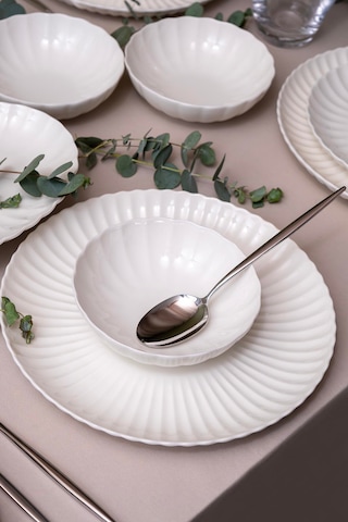 Kütahya Porselen Bone Luz Form 18 Parça 6 Kişilik Yemek Takımı