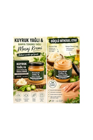 Alfalife Kuyruk Yağlı & Bamya Tohumu Yağlı Masaj Kremi 210 Ml - Bitkisel İçerikli Vücut Masaj Kremi