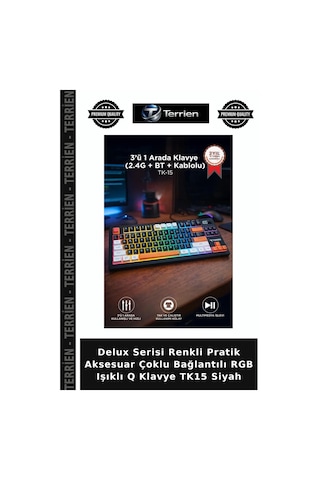 Delux Serisi Renkli Pratik Aksesuar Çoklu Bağlantılı Rgb Işıklı Q Klavye Tk15 Siyah