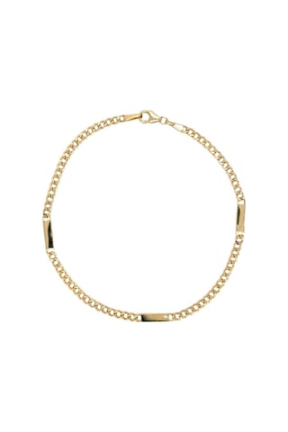 14 Ayar Altın S Plakalı Gurmet Zincir Erkek Bileklik Sarı Sarı Altın