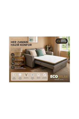 Eco Relax 10 Cm Sünger Yatak Yer Yatağı, Misafir Yatağı Ve Ranza Uyumlu Fermuarlı Yıkanabilir Kılıf 24 Dns Orta Sert Sünger
