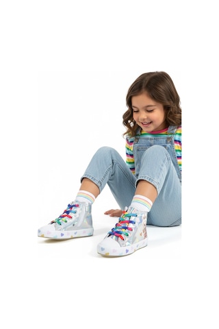 Artı Artı Ayakkabı Mia Kids-2400 Hologram 3d Kız Çocuk Bacıklı &fermuarlı Gümüş Sneakers Gümüş