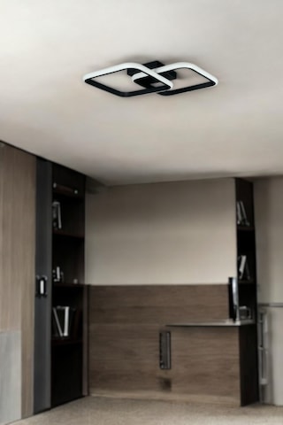 Kira Siyah Renk Salon Mutfak Hol Beyaz Led 2 Li Avize Siyah