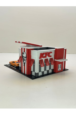 3d Baskı 1/64 Ölçekli Kfc Bina Tasarımlı Diorama Araç Sergileme Garajı