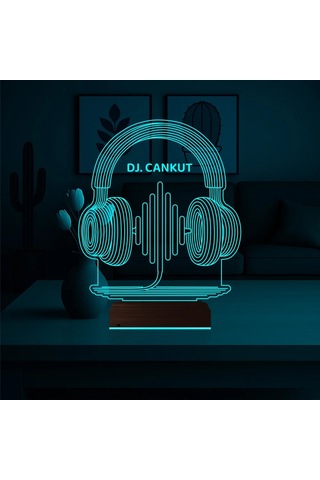 Luvivia Dj Hediye Kulaklık Müzik Kişiye Özel 3d Lamba - Masa Gece Lambası Şeffaf