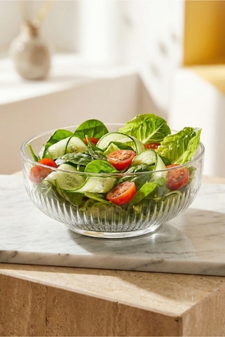 Lav Tokyo Cam Salata Kasesi Tekli Ekstra Büyük 2600 ml Yuvarlak (Sunum Kasesi , Hazırlık Kasesi)