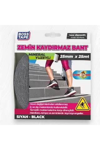 Boss Tape Zemin Merdiven Kaydırmaz Bant 25mmx25mt Siyah