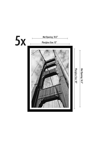 12x18 Resim Çerçevesi Seti 5 İnç Siyah - 11x17 Mat Veya 12x18 Çerçeve Mat İle Birlikte Kullanın - Resim Çerçeveleri Kolaj Duvar Dekoru Pleksiglas Kapaklı - Galeri Duvar Çerçevesi Seti