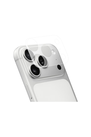 Apple Uyumlu iPhone 17 Pro Max Mkst 10 İn 1 Mat Kamera Lens Koruyucu - Şeffaf Beyaz