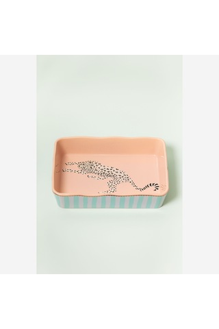 Pembe Porselen Fırın Kabı 26x18x6 Cm