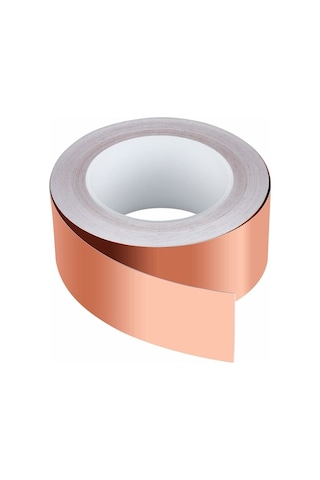 Bakır Folyo Bant 30m X 50mm, Premium Bakır Folyo Bant Emc Koruma Bandı Emı Koruması, El Sanatları, Sümüklü Böcek Kovucu, Elektrik Onarımları, Kağıt Devreleri İçin Yapışkan Bant