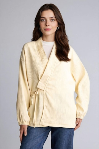 Defacto Regular Fıt V Yaka Krinkıl Kumaş Blazer Ceket H4035ax26spyl251 Sarı-yl251