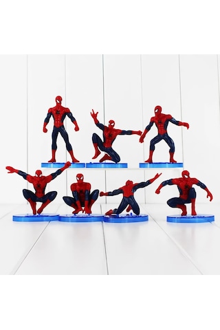 Spiderman Örümcek Adam Aksiyon Karakter Stantlı 7 Li Figür Koleksiyon