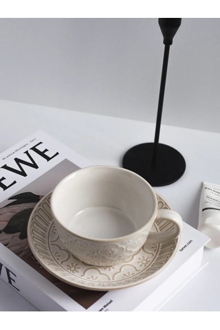 Aberu Shop Çay/kahve Takımı Fincan Ve Tabak Seti 250 Ml. 390818186 Beyaz Kum