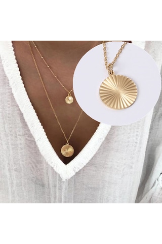 Şık Titanyum Çelik Güneş Işığı Disk Kolye 18 Ayar Altın Kaplama Paslanmaz Çelik Madeni Para Kolye Erkek Ve Kadın Takıları Diğer