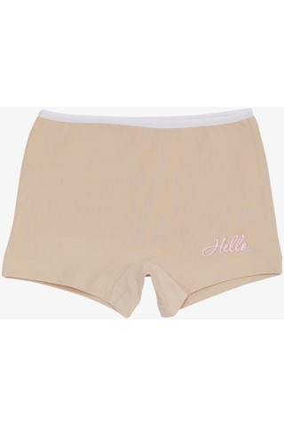 Breeze Kız Çocuk Boxer Hello Yazı Baskılı 5-11 Yaş, Bej-bej Bej