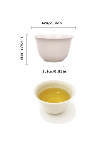 Dofolink 60ml Çay Bardakları, Pirinç Kabuğu Ve Pp Malzeme, Tek Kullanımlık, Isı Dayanıklı, 50 Adet Paket Beyaz