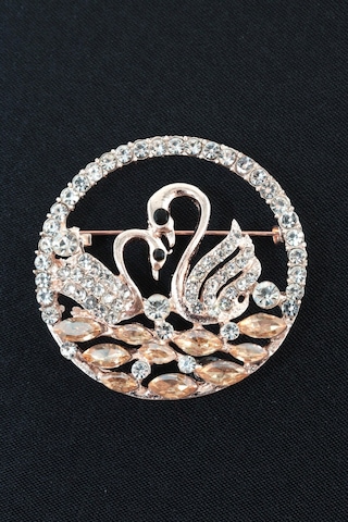 Bir Aşk Masalı Kuğu Dansı Broş Gold Renk Zirkon Taşlı Kadın Yaka İğnesi Çok renkli