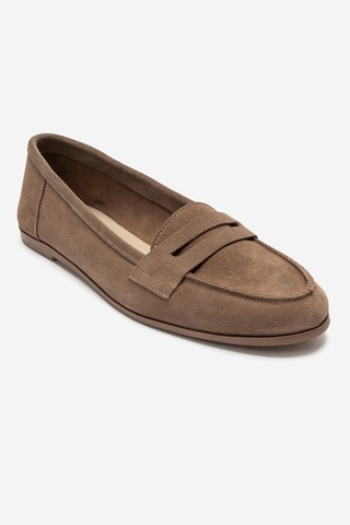 Luvi Shoes F02 Vizon Bej Süet Hakiki Deri Kadın Loafer Ayakkabı
