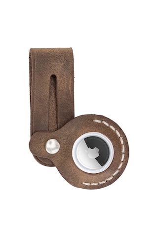 Apple Airtag Uyumlu Deri Anahtarlık Beta Aa6 Kahve