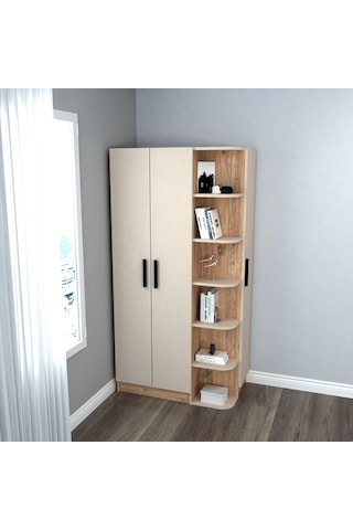 Arnetti 3 Kapaklı Gardırop Raflı Luses Gardırop Atlantik Çam Bej