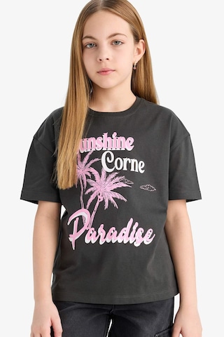 DeFacto Kız Çocuk Relax Fit Bisiklet Yaka Baskılı Kısa Kollu Tişört E0355A825SMAR211