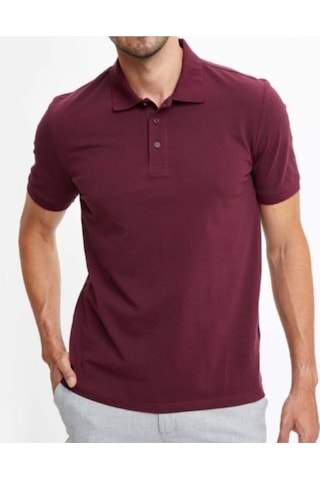 Nacar Store Erkek Bordo Basic Polo Yaka T-shirt