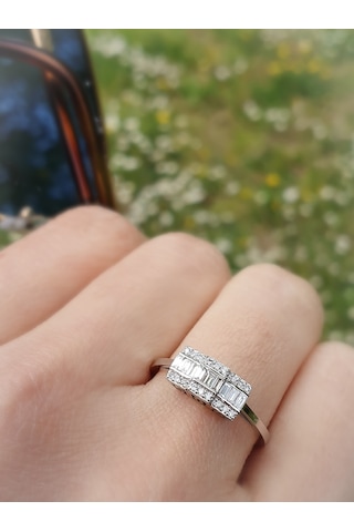 Nadias Jewellery Baget Pırlanta Tria Yüzük
