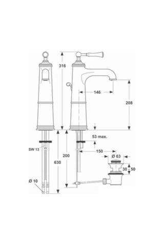 Ideal Standard Jado Lavabo Bataryası Yüksek Tip Lighthouse - A3851aa- Krom